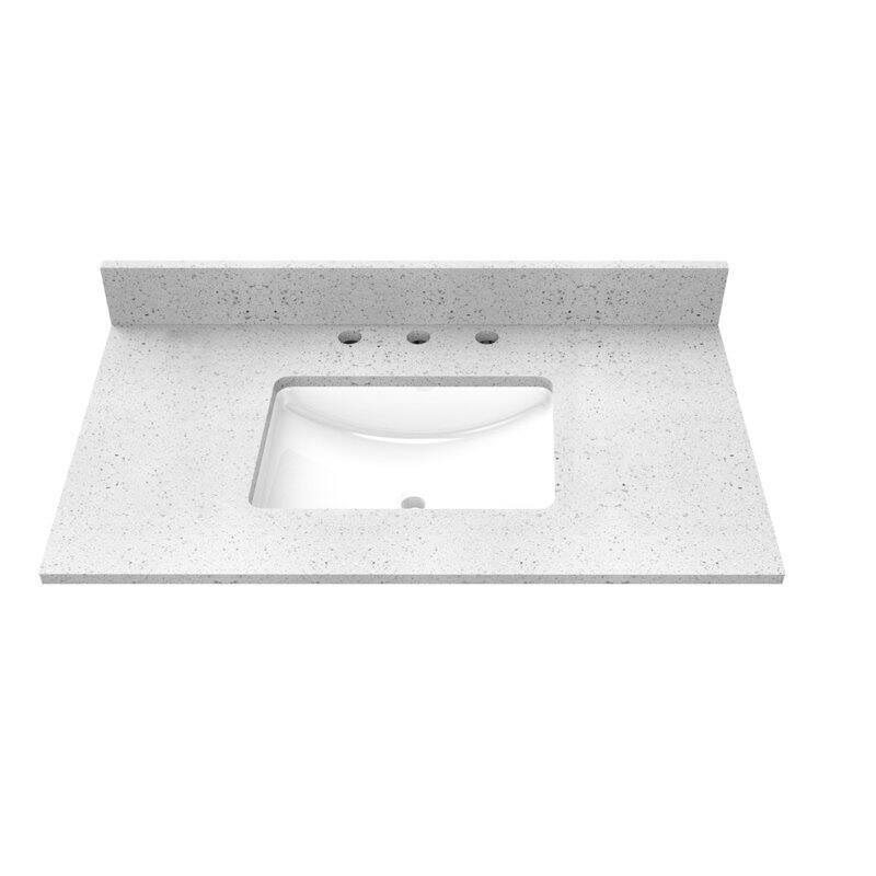 37" x 22" Engineer Marble Bathroom Vanity Top in Speckled White